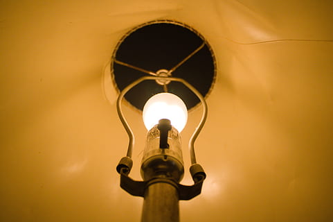 white light bulb turned-on, lampshade, tuxtla gutiérrez, linda vista university HD wallpaper