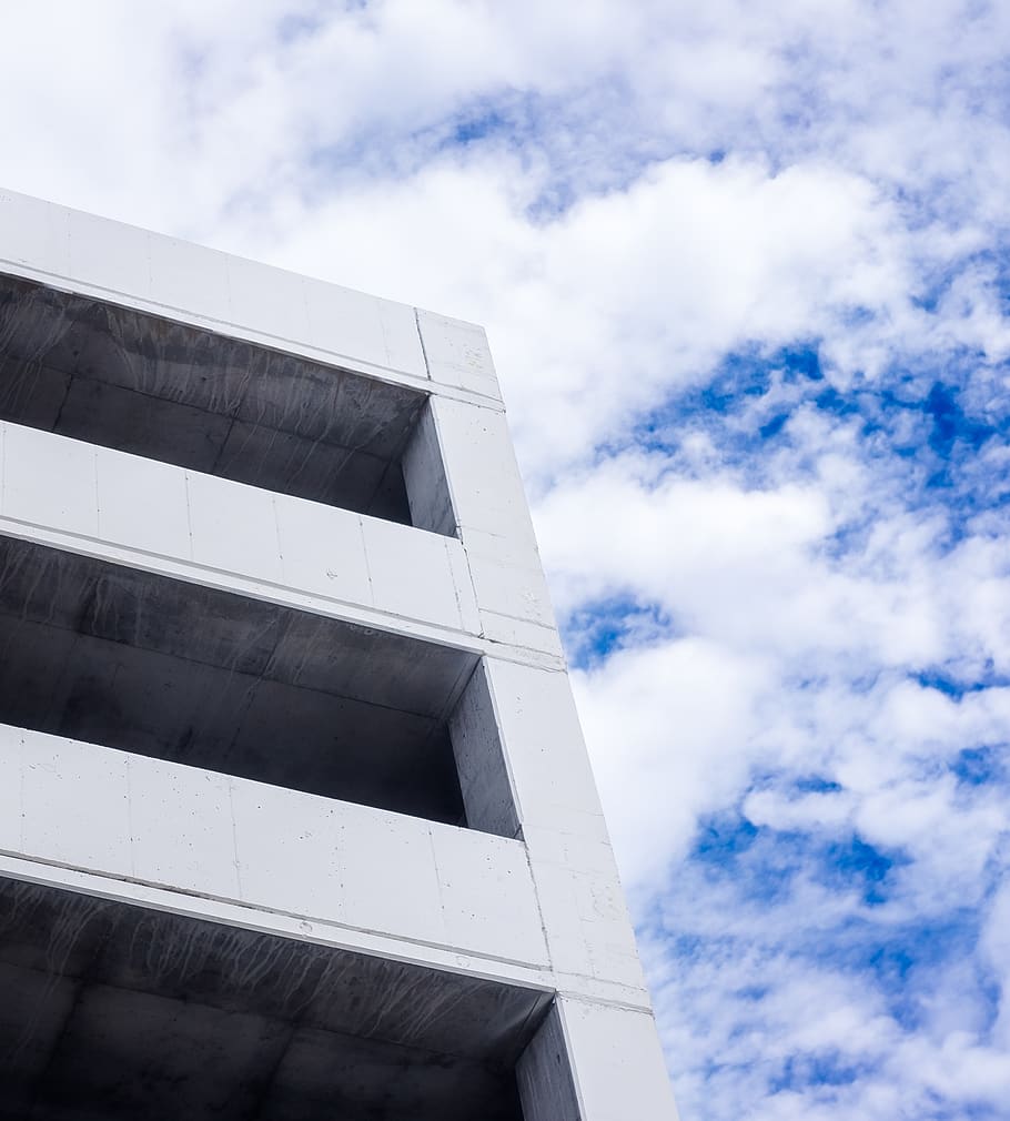 building, architecture, hipster, sky, blue, parking garage HD wallpaper