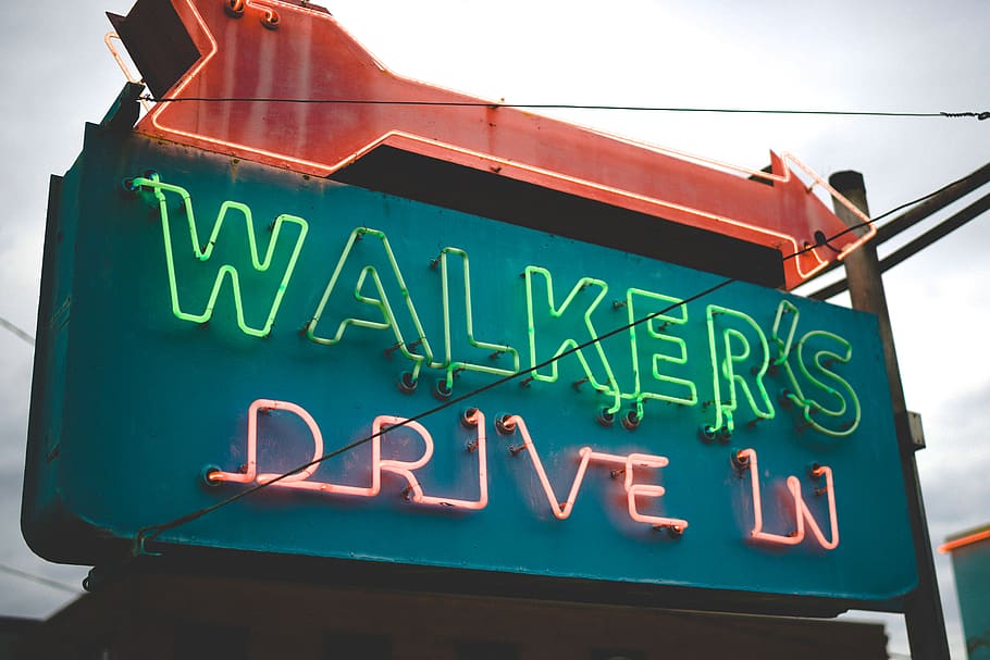 Walker's drive in neon signage, jackson, united states, light HD wallpaper