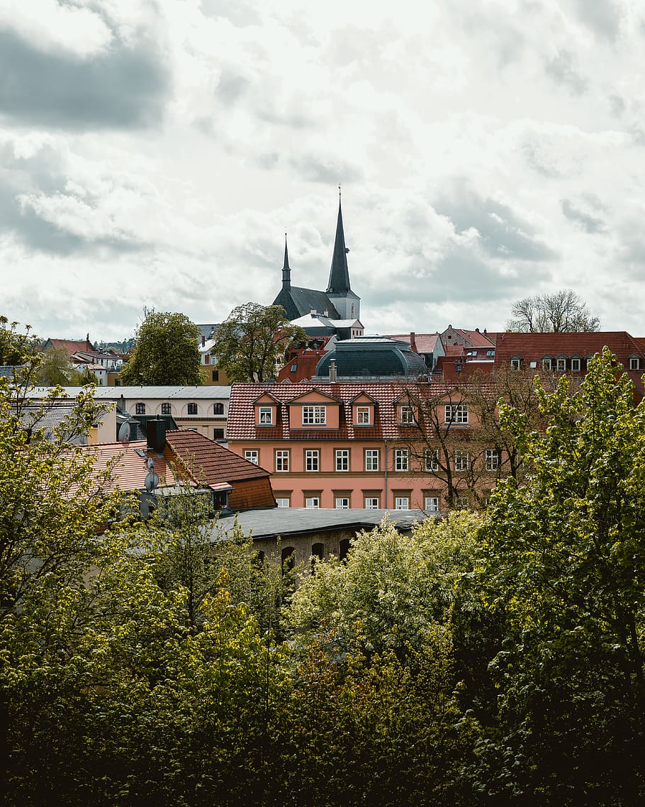 steeple, building, spire, tower, architecture, roof, town, city HD wallpaper