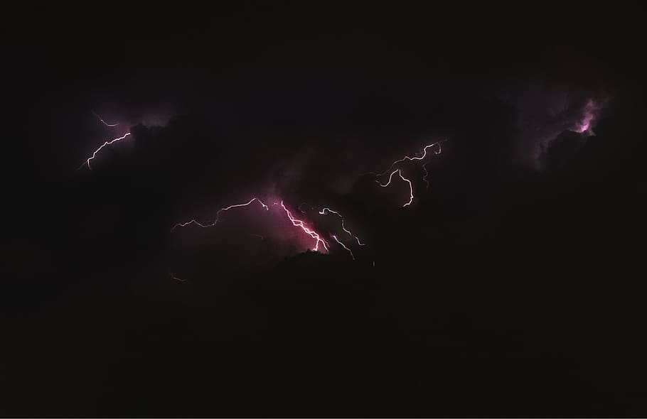 timelapse photo of lightning, sky, dark, night, storm, outdoors HD wallpaper