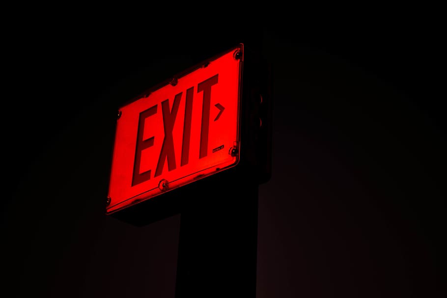 red exit signage, communication, text, illuminated, western script HD wallpaper