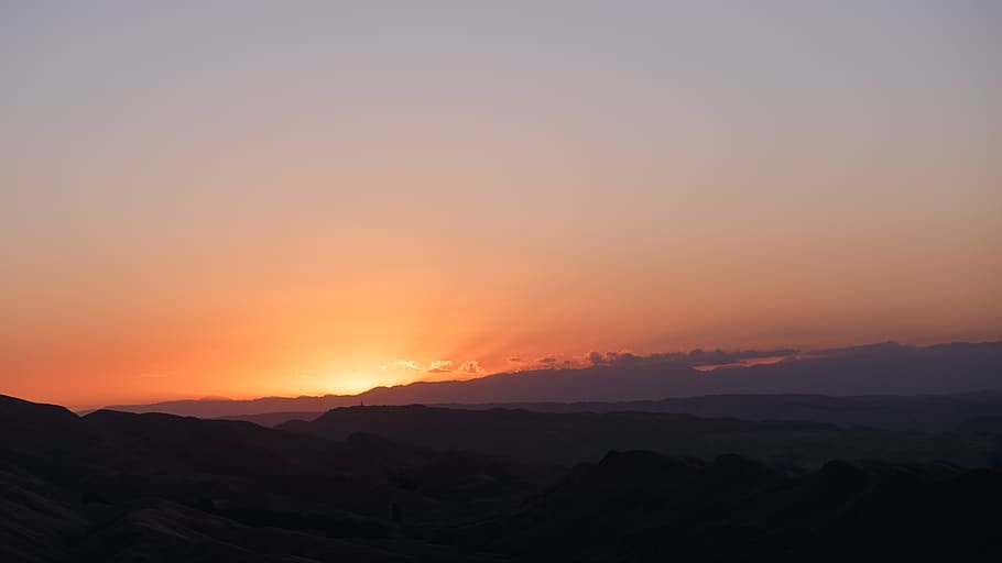 sunset, sky, landscape, nature, mountain, beauty in nature HD wallpaper