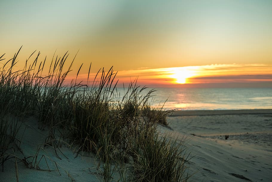 evening, morning, dune, sky, fall, winter, nature, clouds, sun HD wallpaper