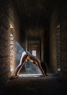 human, person, corridor, stretch, yoga, working out, exercise HD wallpaper