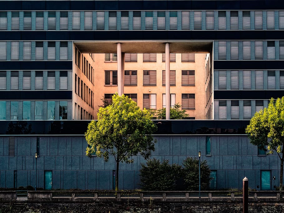 architecture, duisburg, window, rectangular, facade, building HD wallpaper