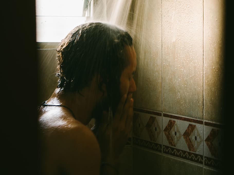 shower, selfshot, cold, slow shutter, thoughtfull, wet, water HD wallpaper
