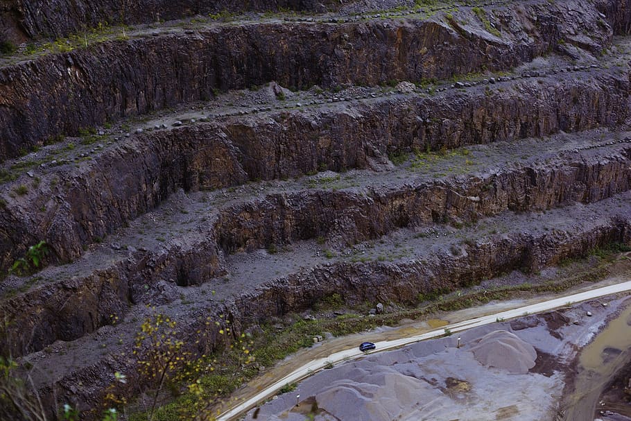 quarry, mining, high angle view, transportation, no people HD wallpaper