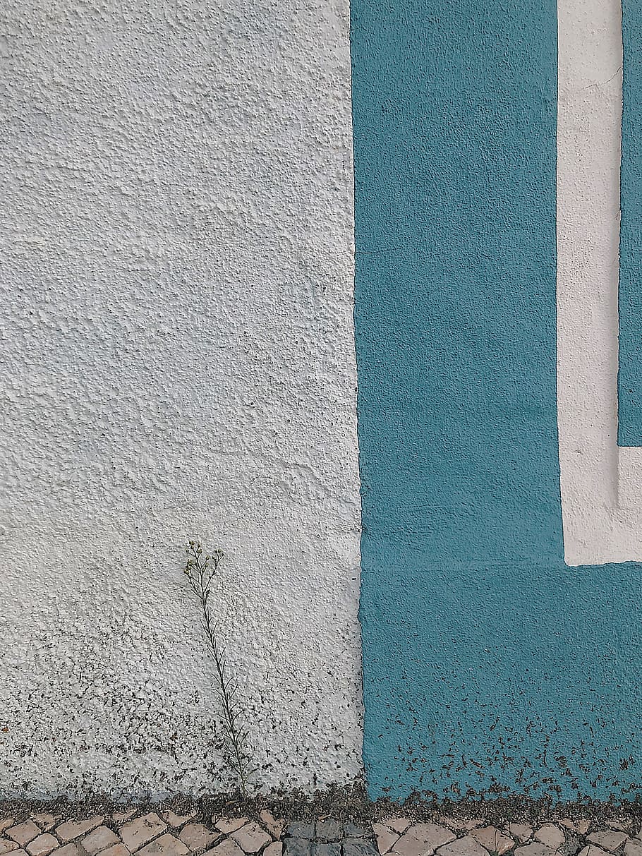 White And Blue Painted Wall, concrete, rough, surface, texture HD wallpaper