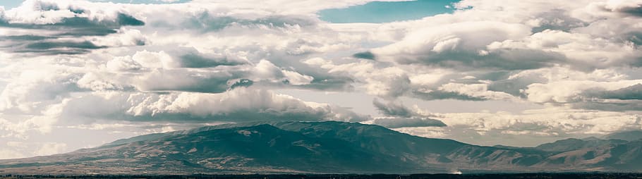 greece, kavala, clouds, sky, sunset, mountain, panorama, blue HD wallpaper