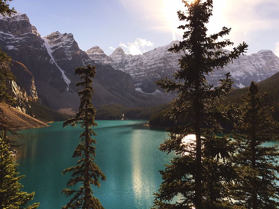 canada, valley of the ten peaks, mountains, water, moraine lake, HD wallpaper
