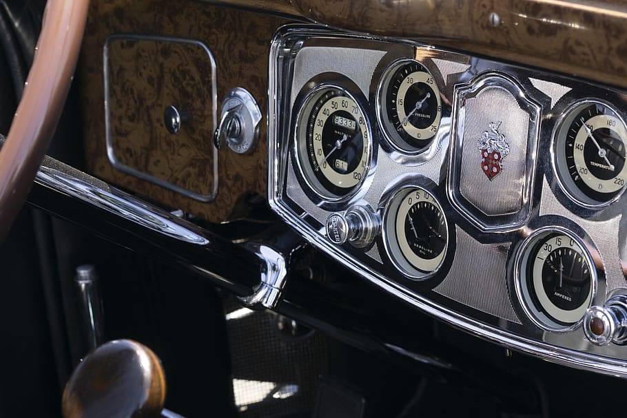 packard 8, convertible, 1930th, retro, dashboard, details, classic, HD wallpaper