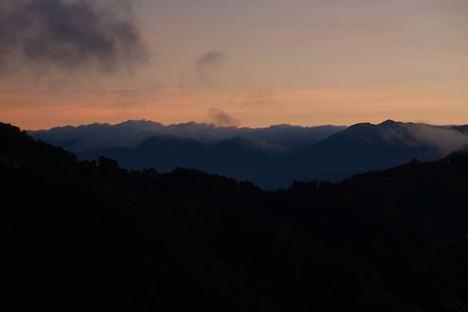 mountain, outdoors, nature, mountain range, peak, sky, dusk HD wallpaper
