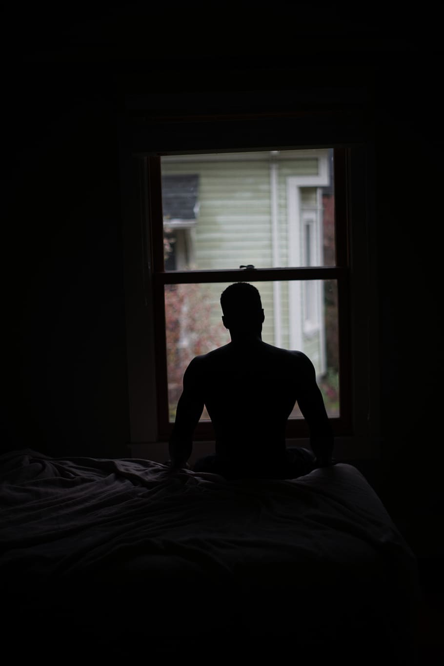 man sitting on sofa beside window, furniture, bedroom, indoors HD wallpaper