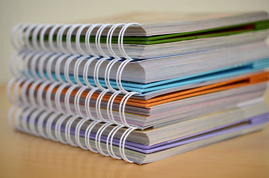 Spiral Notebooks, binding, bound, colorful, data, document, page HD wallpaper