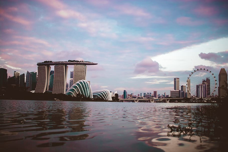 Marina Bay San, Sydney at daytime, waterfront, cloud, city, reflection HD wallpaper