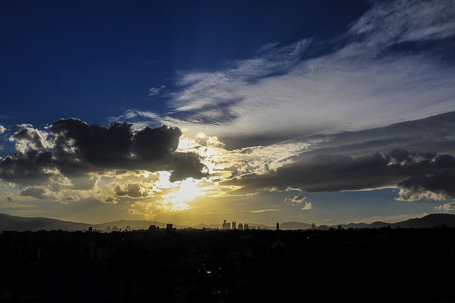 clouds, sky, sunset, citylandmark, cloud - sky, silhouette HD wallpaper