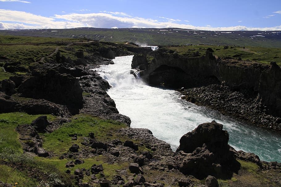 river, waterfall, nature, landscape, flowing, environment, iceland HD wallpaper