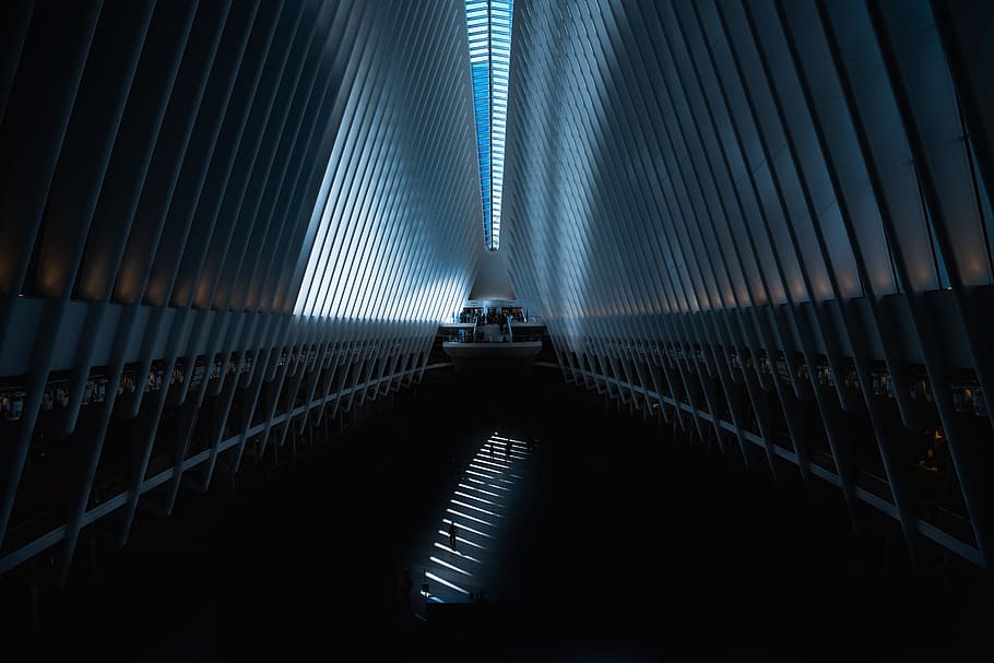 building interior, architecture, light, shadow, people, dark HD wallpaper