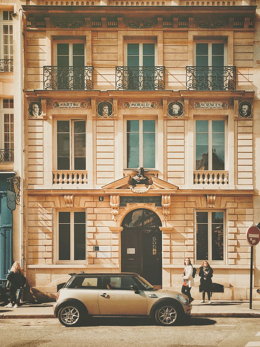 france, paris, trees, windows, europe, symmetry, architecture HD wallpaper