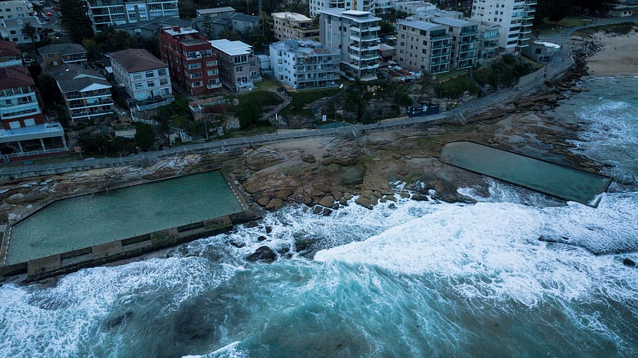 cronulla, australia, sea, rockpool, water, built structure HD wallpaper