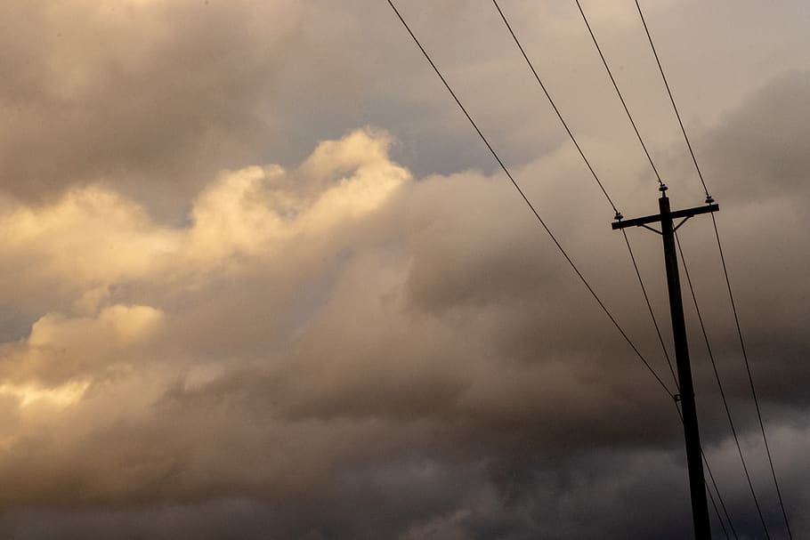 cable, weather, nature, utility pole, power lines, storm, electric transmission tower HD wallpaper