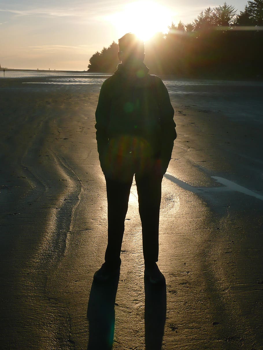 canada, tofino, land, real people, one person, sunset, beach HD wallpaper
