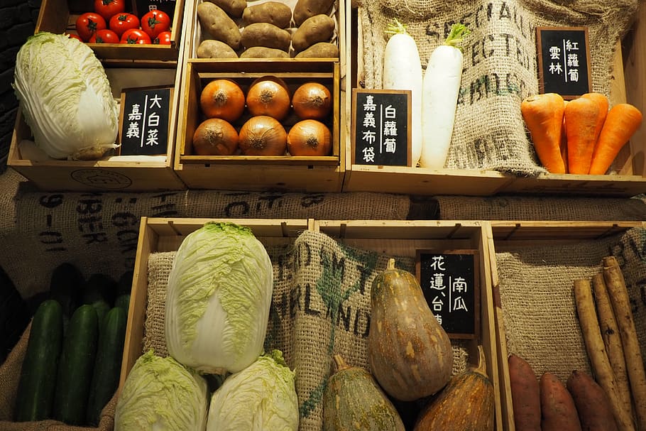 plant, bread, food, vegetable, produce, shelf, cabbage, shop HD wallpaper
