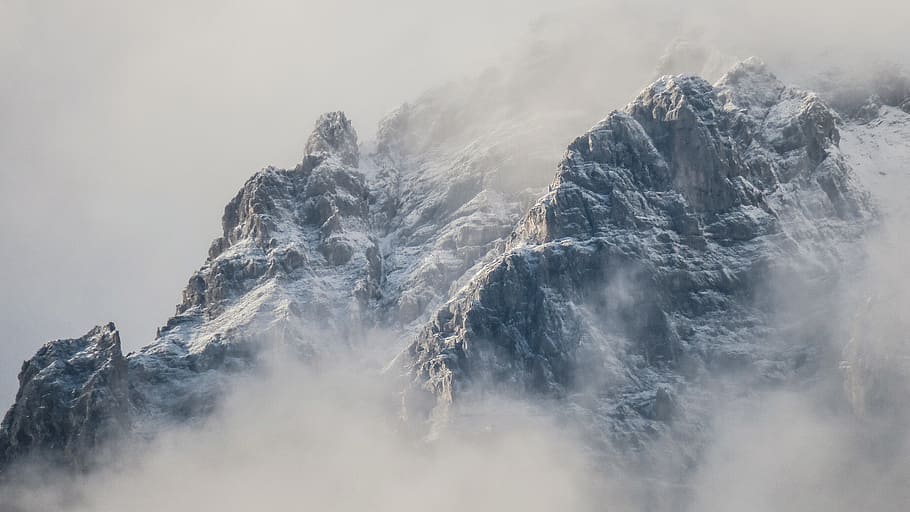 mountain, valley, rock, landscape, nature, clouds, fog, beauty in nature HD wallpaper