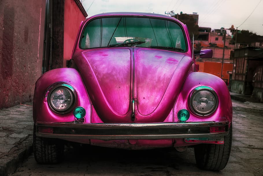 pink volkswagen beetle wallpaper
