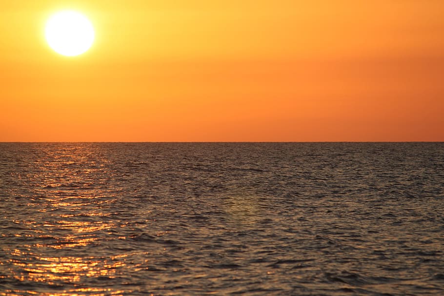 beach, sea, coast, ocean, horizon, sun, sunrise, sunset, sunlight HD wallpaper