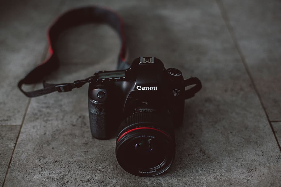 black Canon EOS 5D camera, electronics, strap, digital camera, HD wallpaper