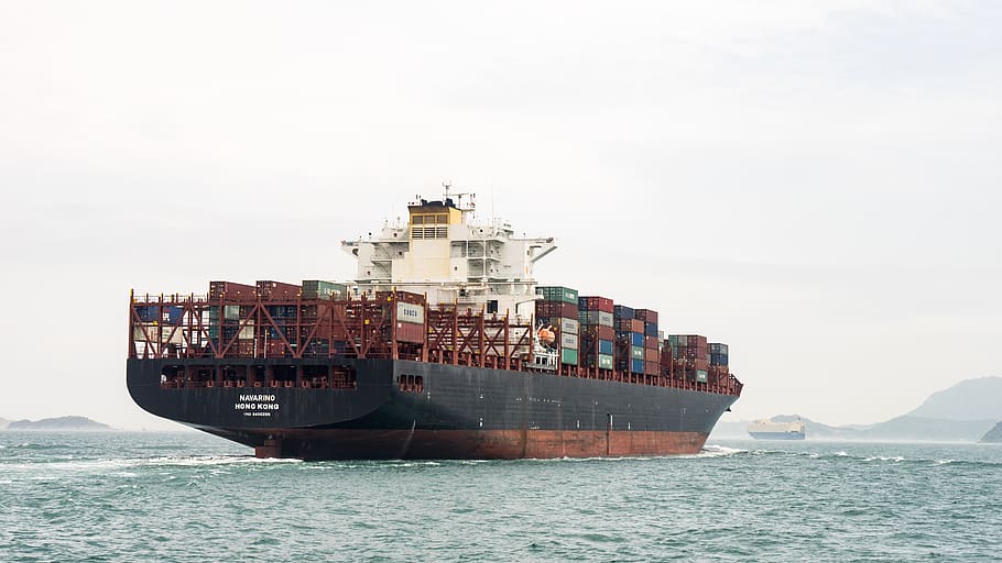 freighter, transport, trade, container, navigation, sea, water HD wallpaper