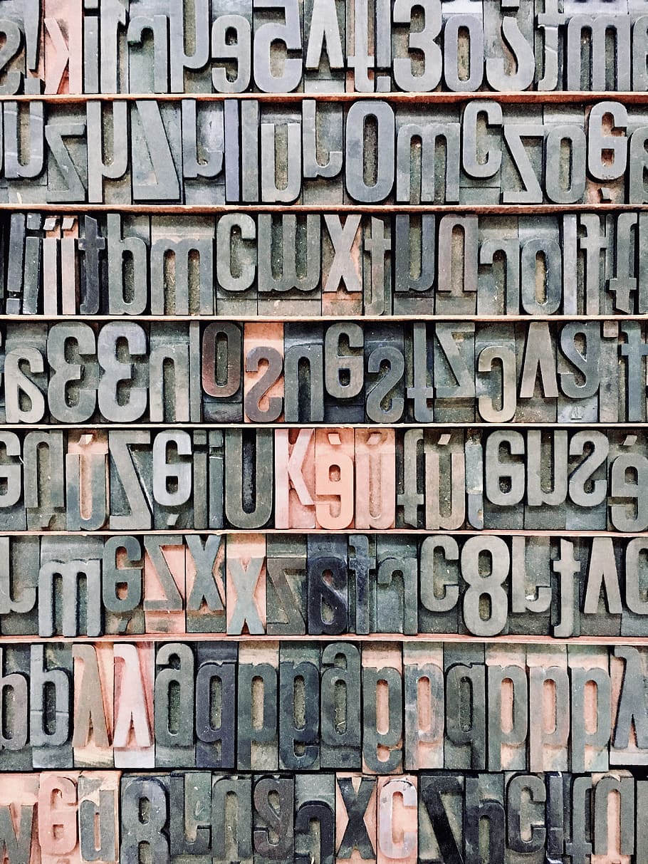 black alphabetical wall decor, letterpress, type, wood, block HD wallpaper