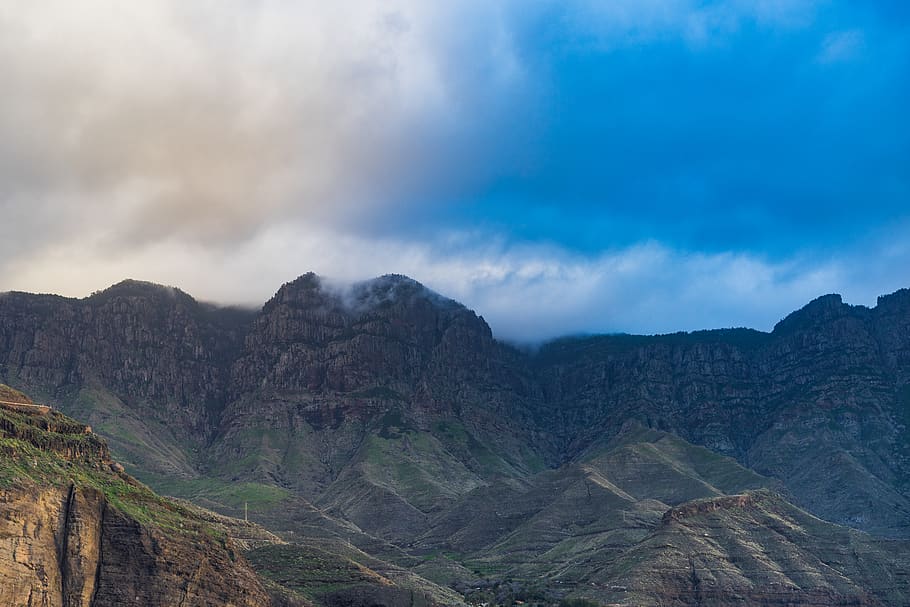mountain, sunset, clouds, colors, ridge, landscape, scenics - nature HD wallpaper