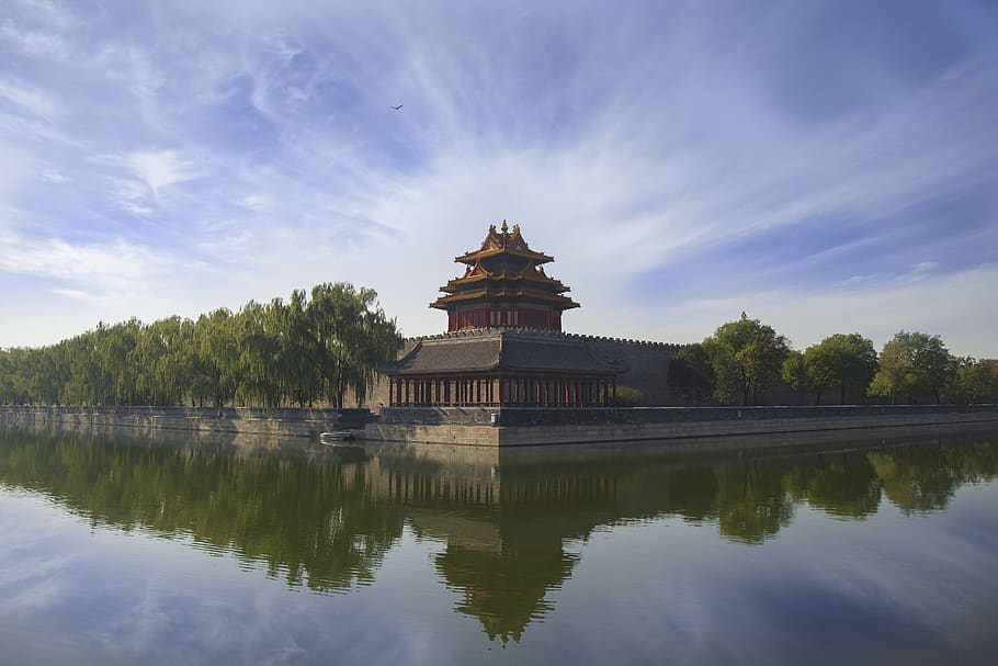 china, xi'an, castle, xian, beijing, lake, sky, travel, architecture, HD wallpaper