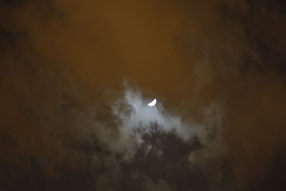 moon, crescent, sky, night, astronomy, cloud - sky, space, low angle view HD wallpaper
