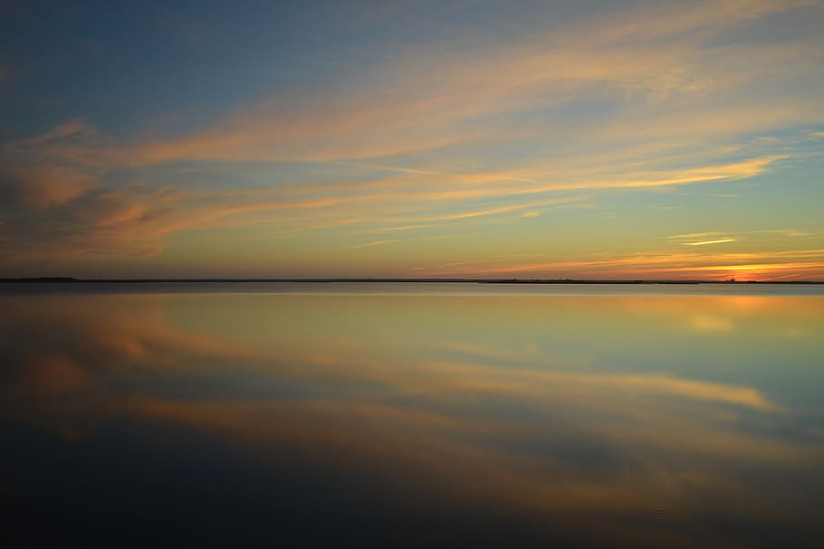 HD wallpaper: calm body of water during golden hour, sky, tranquility ...