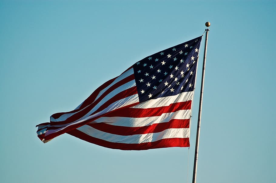 flag, american, patriotism, sky, striped, wind, shape, star shape HD wallpaper