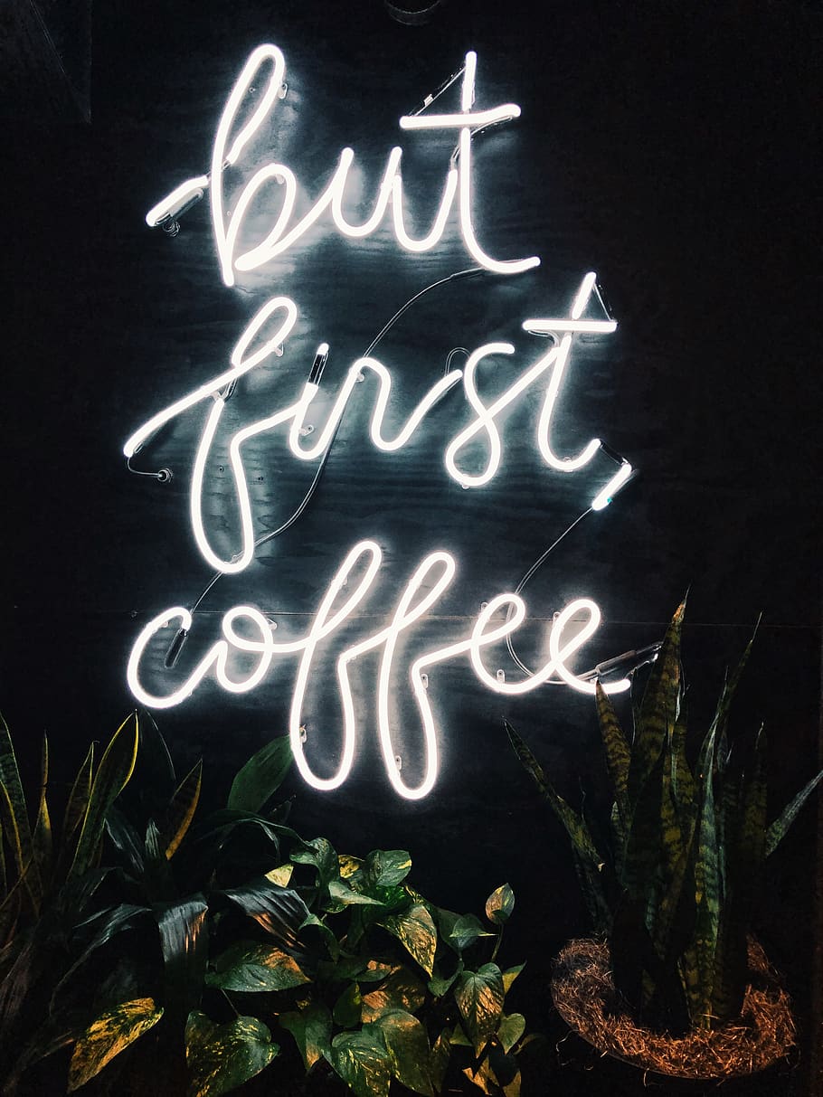 coffee, sign, text, western script, night, communication, illuminated HD wallpaper