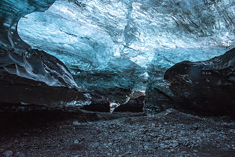stone cave during dayime, nature, outdoors, mountain, ice, snow HD wallpaper