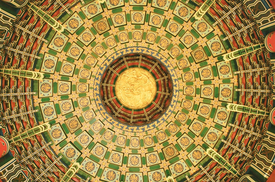 pattern, disney, epcot, china, architecture, circle, ceiling, HD wallpaper