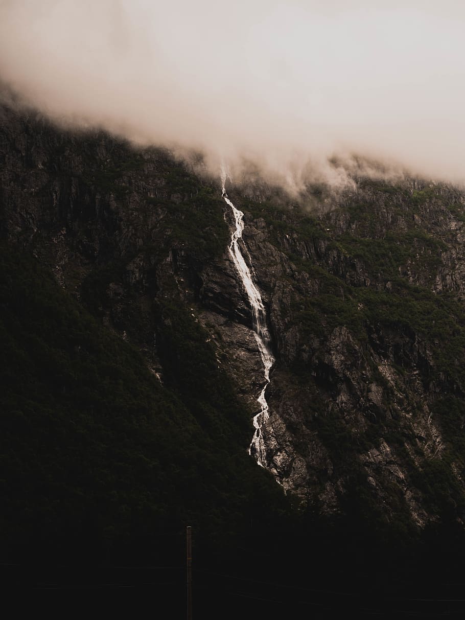 black mountain with clouds, nature, outdoors, weather, norway HD wallpaper