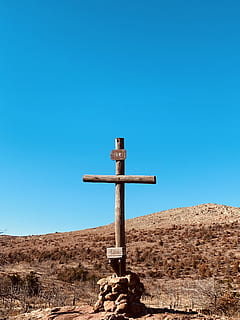 cross on landscape field, symbol, united states, unnamed road HD wallpaper