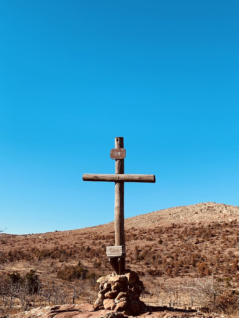 cross on landscape field, symbol, united states, unnamed road HD wallpaper