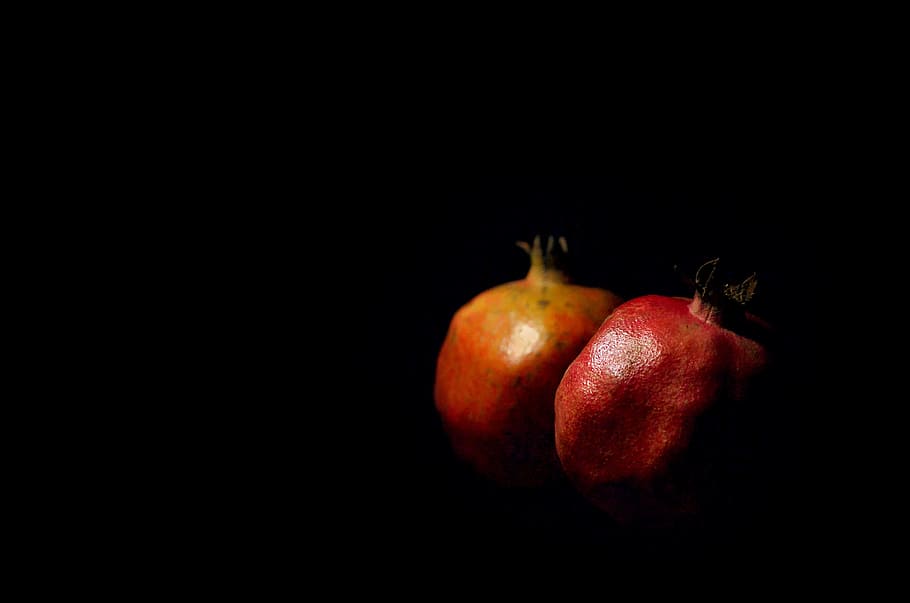 Pomegranate, food, fruits, food and drink, healthy eating, black background, HD wallpaper