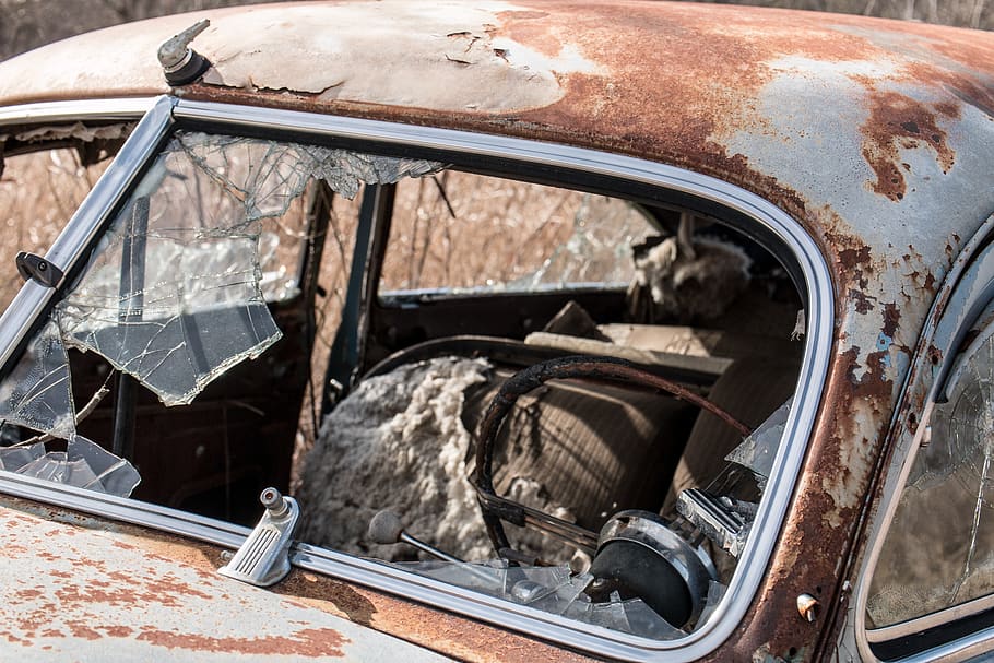 oldtimer, auto, rust, antique, rusted, decay, damaged, transportation HD wallpaper