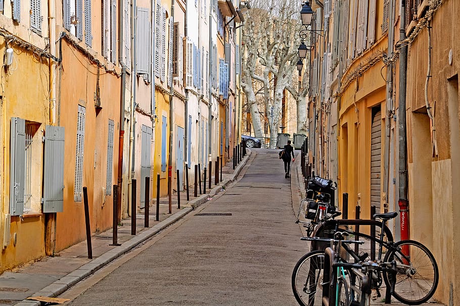 street, alley, town, city, architecture, pavement, facade, aix-en-provence, HD wallpaper