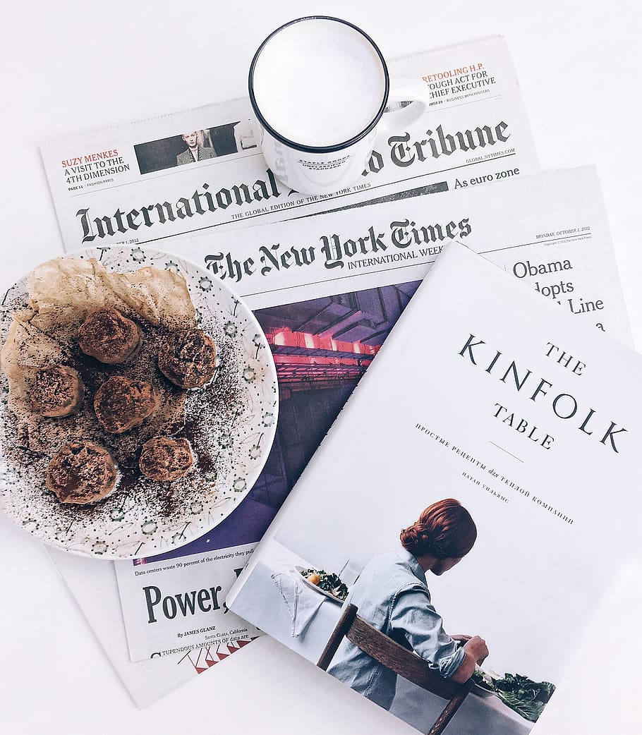 The Kinfolk Table Book Beside Baked Pastry on White Ceramic Plate With White Ceramic Mug HD wallpaper