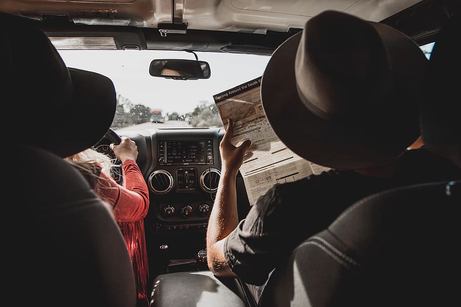 two persons inside car during daytime, mode of transportation HD wallpaper
